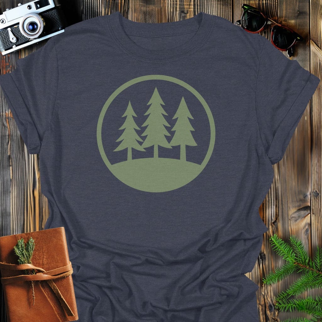 Evergreen Three T-Shirt In S / Dark Heather Lightweight adventure tee for outdoor lovers Perfect for hiking camping or road trips Made from soft breathable cotton for all-day comfort Ideal for nature lovers and adventurers FAYO Threads outdoor apparel remember Fun Awaits You Outside