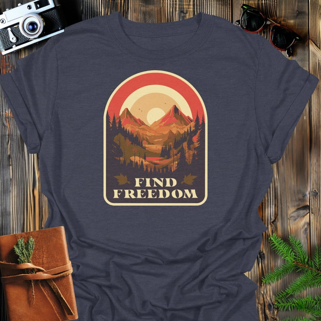 Find Freedom T-Shirt In Dark Heather / S Lightweight adventure tee for outdoor lovers Perfect for hiking camping or road trips Made from soft breathable cotton for all-day comfort Ideal for nature lovers and adventurers FAYO Threads outdoor apparel remember Fun Awaits You Outside