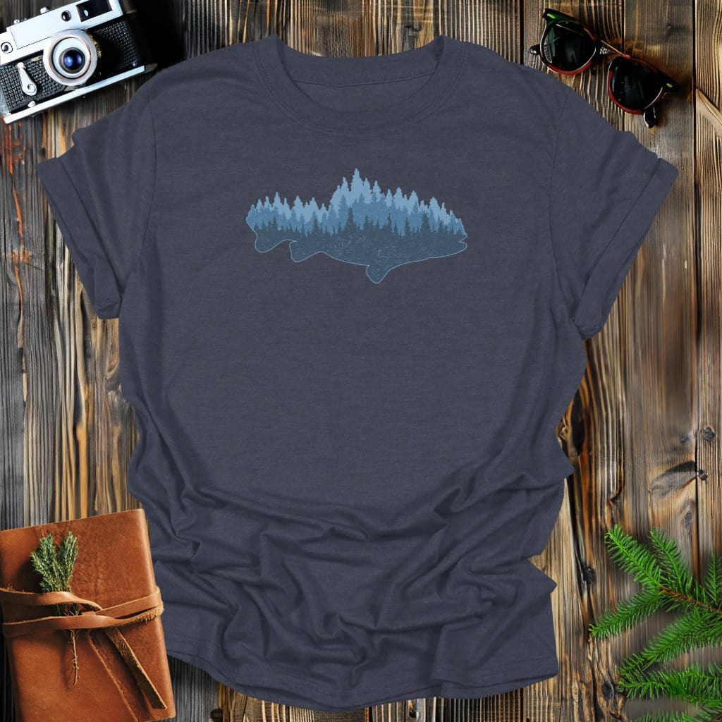 MyDesigns Physical Item S / Dark Heather Fish Forest Long Sleeve T-Shirt