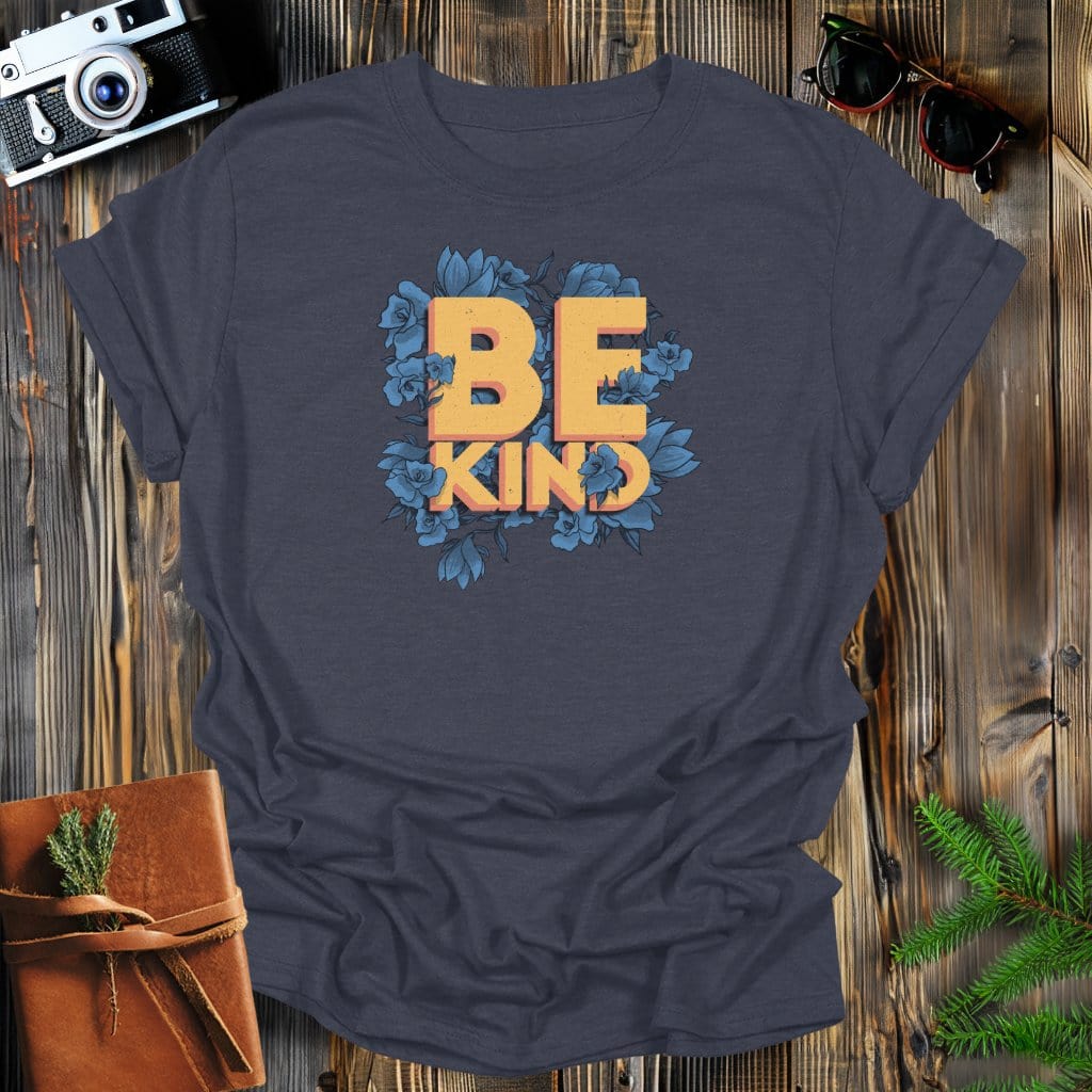 MyDesigns Physical Item S / Dark Heather Floral Be Kind Long Sleeve T-Shirt