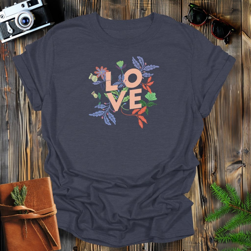 MyDesigns Physical Item S / Dark Heather Floral Love Long Sleeve T-Shirt