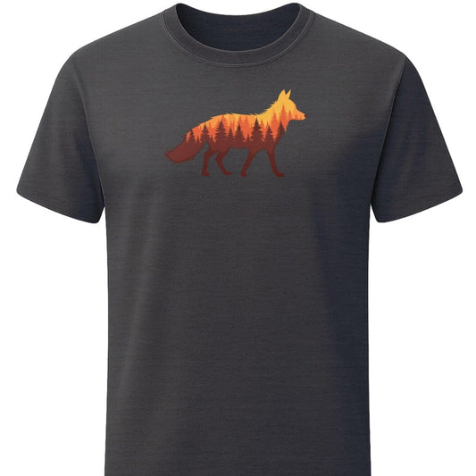 Forest Fox T-Shirt In S / Dark Heather Lightweight adventure tee for outdoor lovers Perfect for hiking camping or road trips Made from soft breathable cotton for all-day comfort Ideal for nature lovers and adventurers FAYO Threads outdoor apparel remember Fun Awaits You Outside