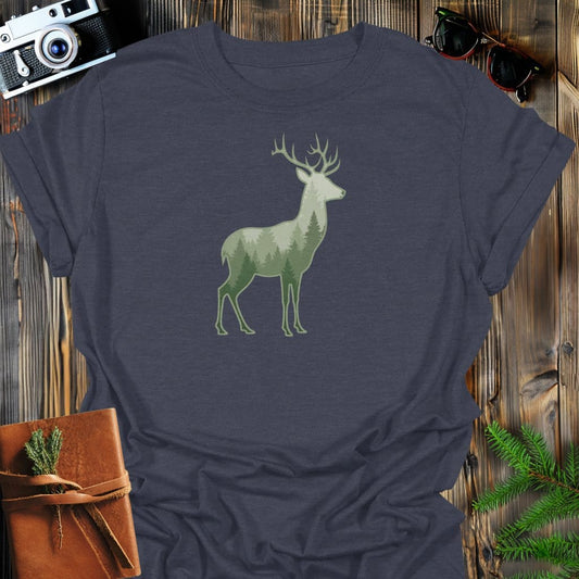 Forest Stag T-Shirt In Dark Heather / S Lightweight adventure tee for outdoor lovers Perfect for hiking camping or road trips Made from soft breathable cotton for all-day comfort Ideal for nature lovers and adventurers FAYO Threads outdoor apparel remember Fun Awaits You Outside