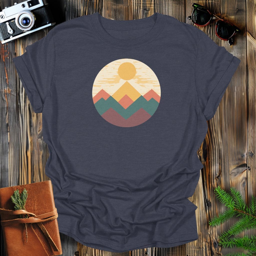 MyDesigns Physical Item S / Dark Heather Geometric Mountain Sunset Long Sleeve T-Shirt