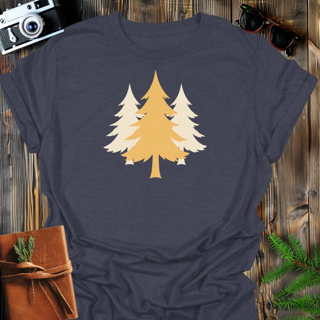 Golden Evergreen T-Shirt In Dark Heather / S Lightweight adventure tee for outdoor lovers Perfect for hiking camping or road trips Made from soft breathable cotton for all-day comfort Ideal for nature lovers and adventurers FAYO Threads outdoor apparel remember Fun Awaits You Outside
