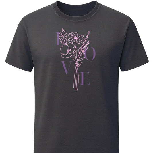 Love Flowers T-Shirt In S / Dark Heather Lightweight adventure tee for outdoor lovers Perfect for hiking camping or road trips Made from soft breathable cotton for all-day comfort Ideal for nature lovers and adventurers FAYO Threads outdoor apparel remember Fun Awaits You Outside