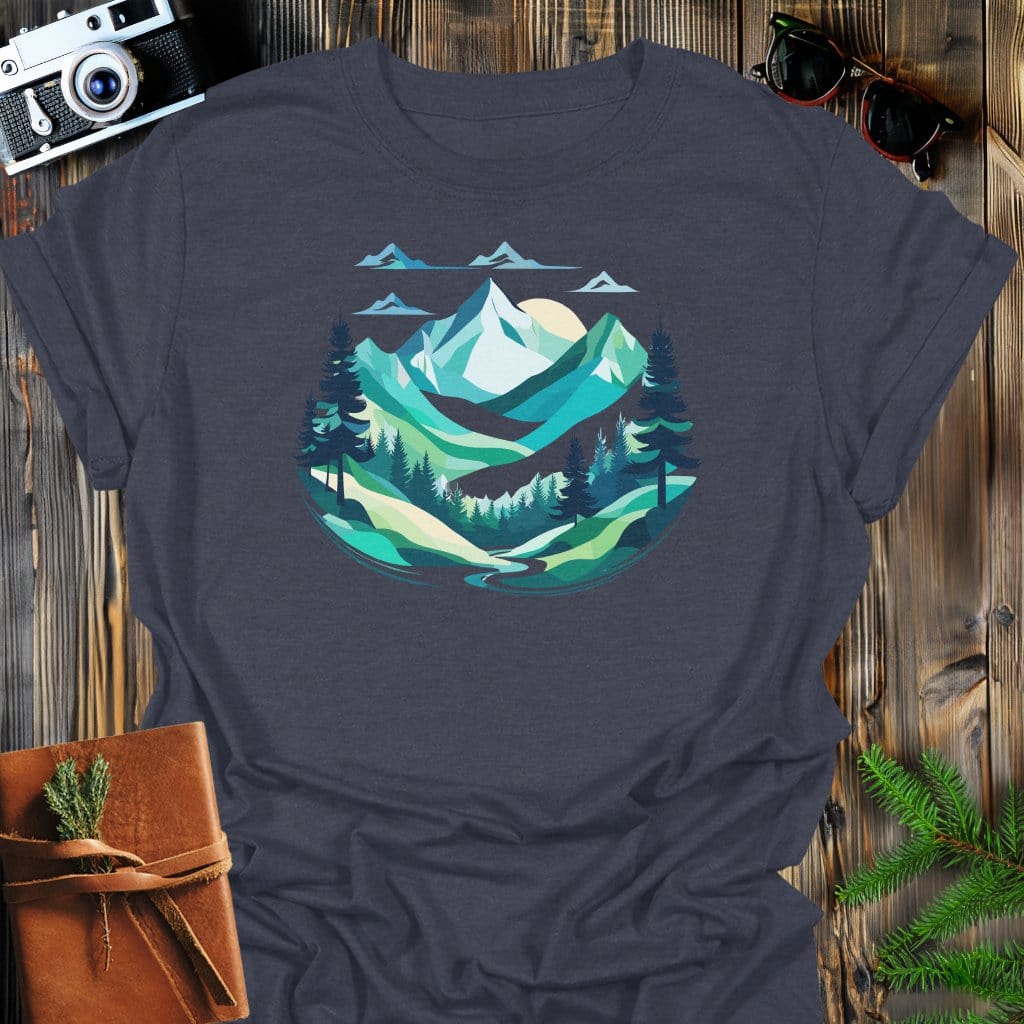 Majestic Valley T-Shirt In Dark Heather / S Lightweight adventure tee for outdoor lovers Perfect for hiking camping or road trips Made from soft breathable cotton for all-day comfort Ideal for nature lovers and adventurers FAYO Threads outdoor apparel remember Fun Awaits You Outside