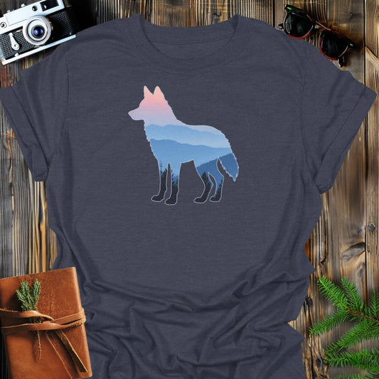 Mountain Wolf T-Shirt In Dark Heather / S Lightweight adventure tee for outdoor lovers Perfect for hiking camping or road trips Made from soft breathable cotton for all-day comfort Ideal for nature lovers and adventurers FAYO Threads outdoor apparel remember Fun Awaits You Outside