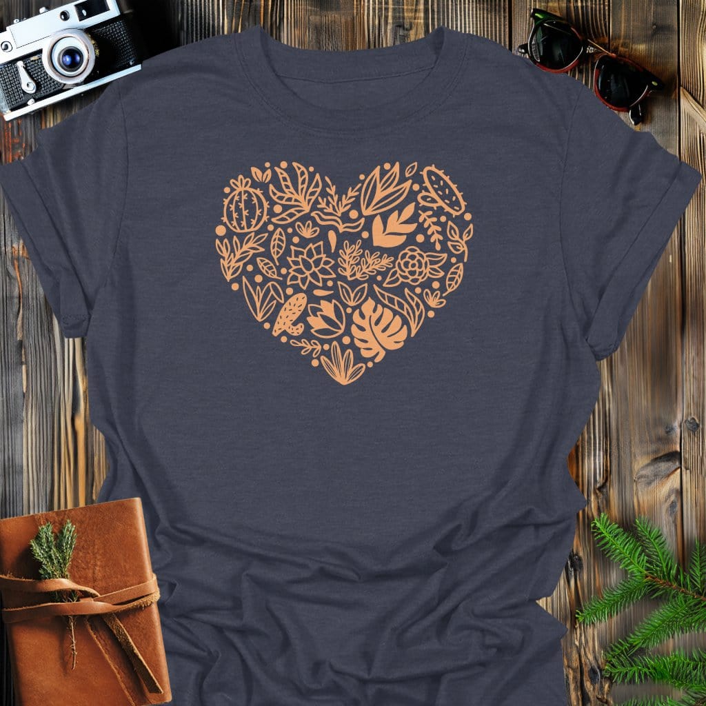 Planted Heart T-Shirt In Dark Heather / S Lightweight adventure tee for outdoor lovers Perfect for hiking camping or road trips Made from soft breathable cotton for all-day comfort Ideal for nature lovers and adventurers FAYO Threads outdoor apparel remember Fun Awaits You Outside