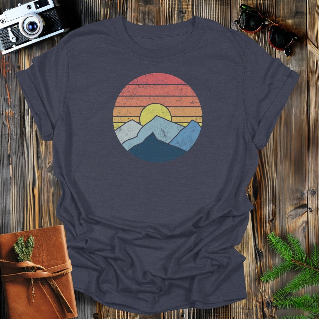 MyDesigns Physical Item S / Dark Heather Retro Distressed Mountain Sunset T-Shirt