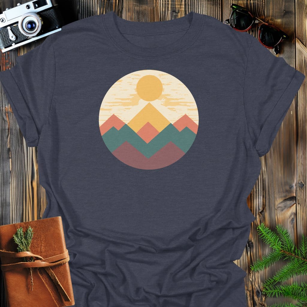 Retro Horizon T-Shirt In Dark Heather / S Lightweight adventure tee for outdoor lovers Perfect for hiking camping or road trips Made from soft breathable cotton for all-day comfort Ideal for nature lovers and adventurers FAYO Threads outdoor apparel remember Fun Awaits You Outside