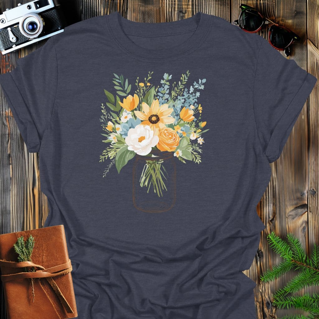Rustic Bloom T-Shirt In Dark Heather / S Lightweight adventure tee for outdoor lovers Perfect for hiking camping or road trips Made from soft breathable cotton for all-day comfort Ideal for nature lovers and adventurers FAYO Threads outdoor apparel remember Fun Awaits You Outside