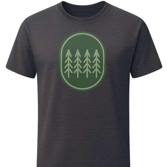 Simply Trees T-Shirt In S / Dark Heather Lightweight adventure tee for outdoor lovers Perfect for hiking camping or road trips Made from soft breathable cotton for all-day comfort Ideal for nature lovers and adventurers FAYO Threads outdoor apparel remember Fun Awaits You Outside