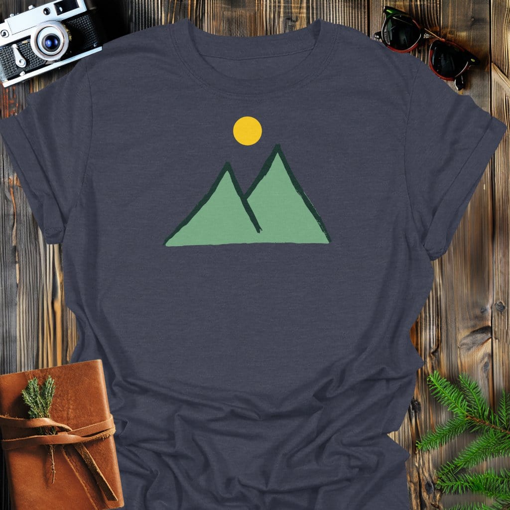 Sunny Peaks T-Shirt In Dark Heather / S Lightweight adventure tee for outdoor lovers Perfect for hiking camping or road trips Made from soft breathable cotton for all-day comfort Ideal for nature lovers and adventurers FAYO Threads outdoor apparel remember Fun Awaits You Outside