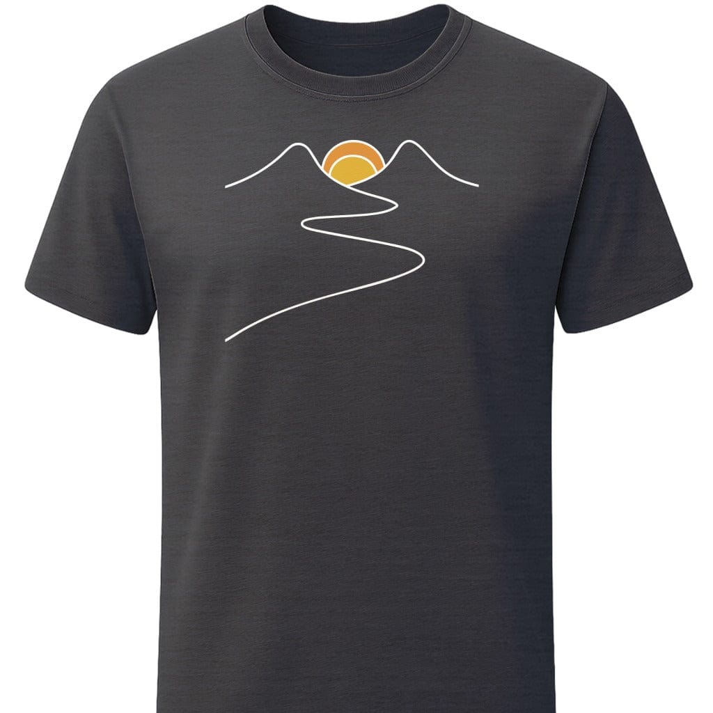Sunset Path T-Shirt In S / Dark Heather Lightweight adventure tee for outdoor lovers Perfect for hiking camping or road trips Made from soft breathable cotton for all-day comfort Ideal for nature lovers and adventurers FAYO Threads outdoor apparel remember Fun Awaits You Outside