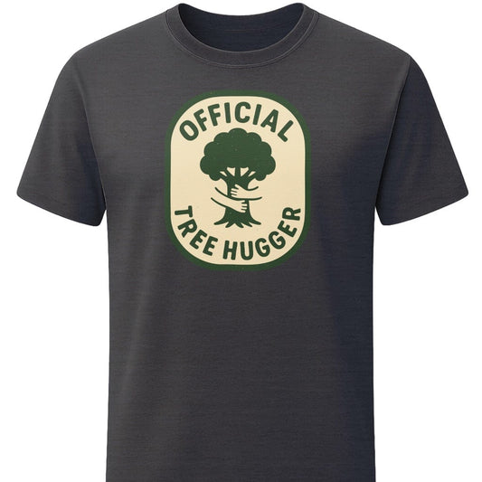 Tree Hugger Official T-Shirt In S / Dark Heather Lightweight adventure tee for outdoor lovers Perfect for hiking camping or road trips Made from soft breathable cotton for all-day comfort Ideal for nature lovers and adventurers FAYO Threads outdoor apparel remember Fun Awaits You Outside