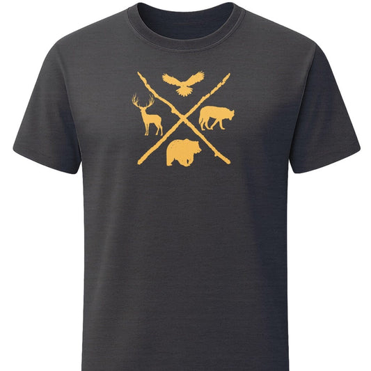 Wildlife Love T-Shirt In S / Dark Heather Lightweight adventure tee for outdoor lovers Perfect for hiking camping or road trips Made from soft breathable cotton for all-day comfort Ideal for nature lovers and adventurers FAYO Threads outdoor apparel remember Fun Awaits You Outside