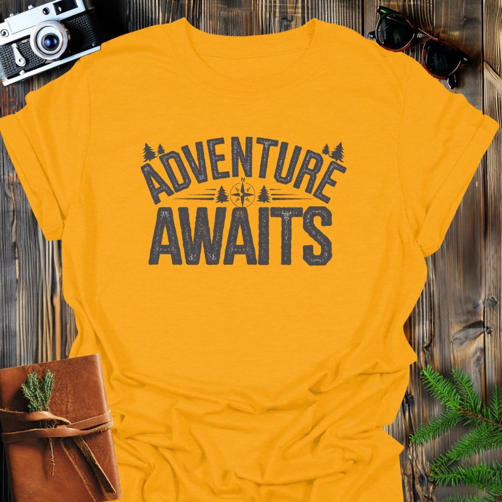 MyDesigns Physical Item S / Gold Adventure Awaits T-Shirt