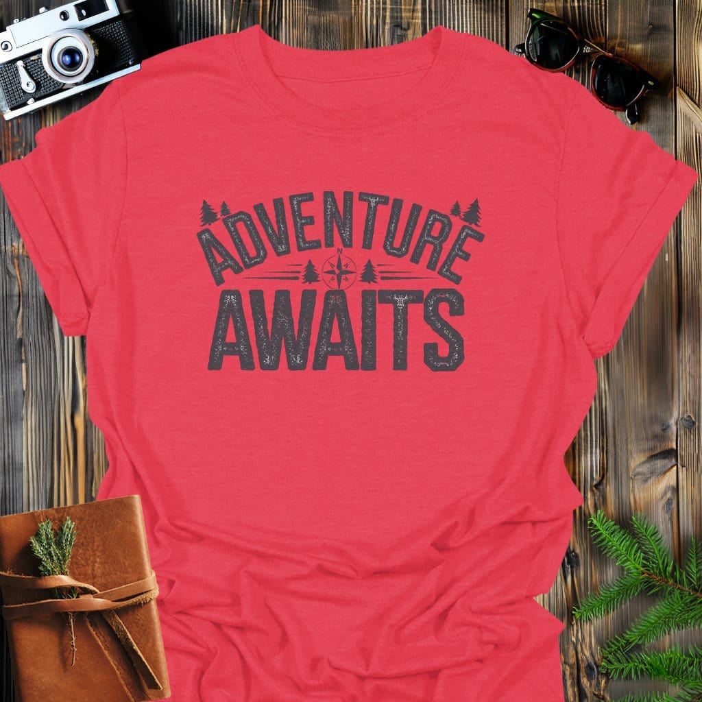 MyDesigns Physical Item S / Heather Red Adventure Awaits T-Shirt