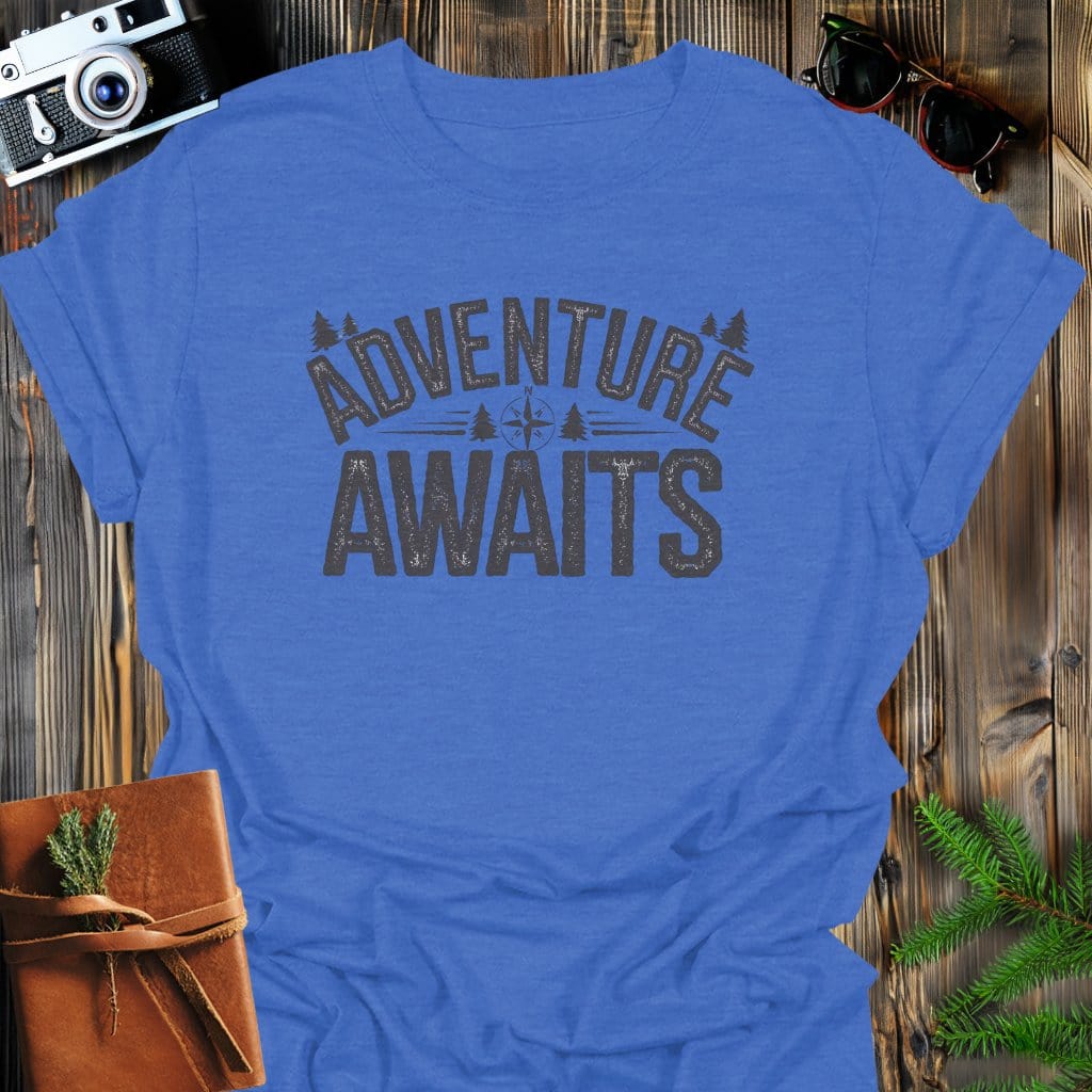 MyDesigns Physical Item S / Heather Royal Adventure Awaits T-Shirt