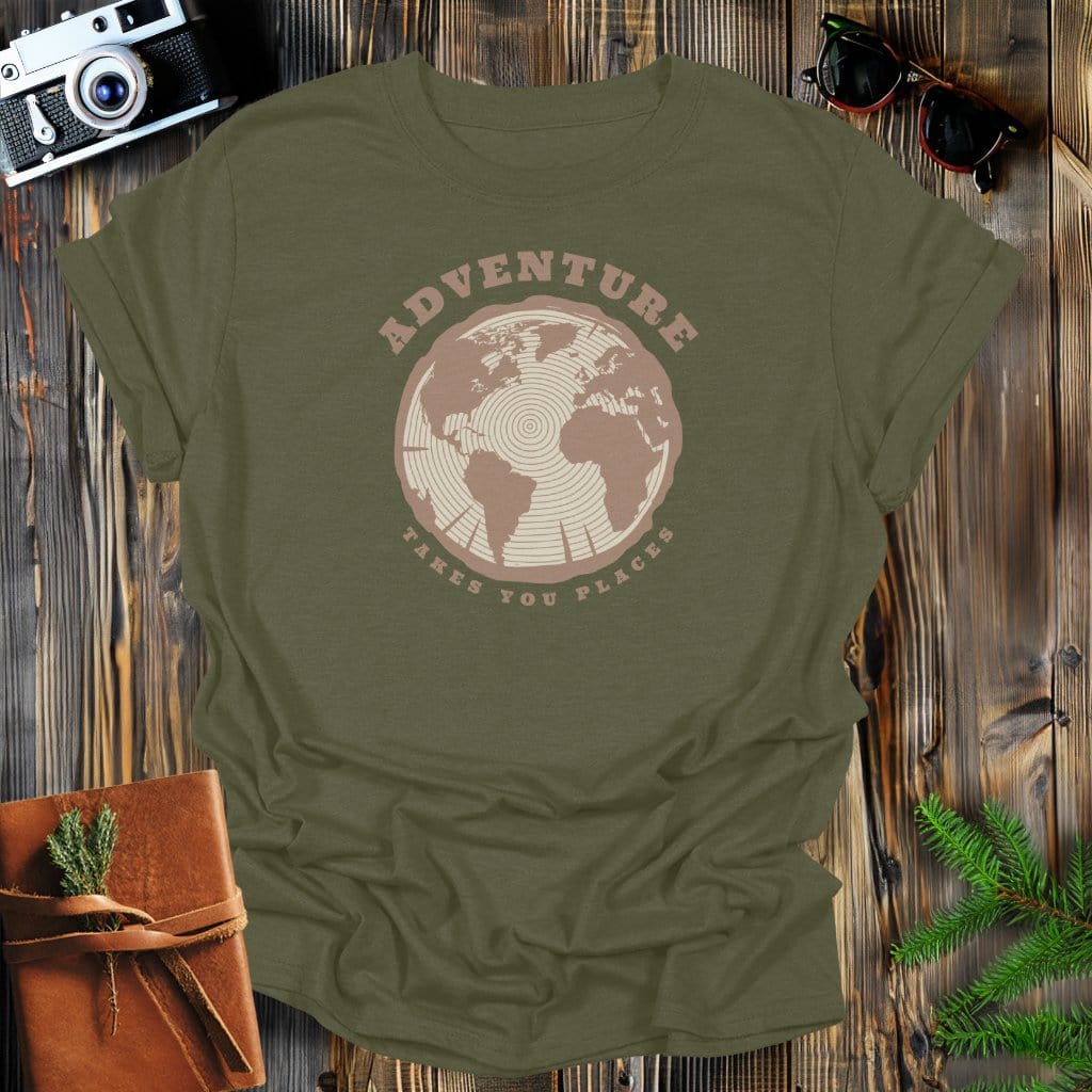 MyDesigns Physical Item S / Military Green Adventure Takes You Places T-Shirt