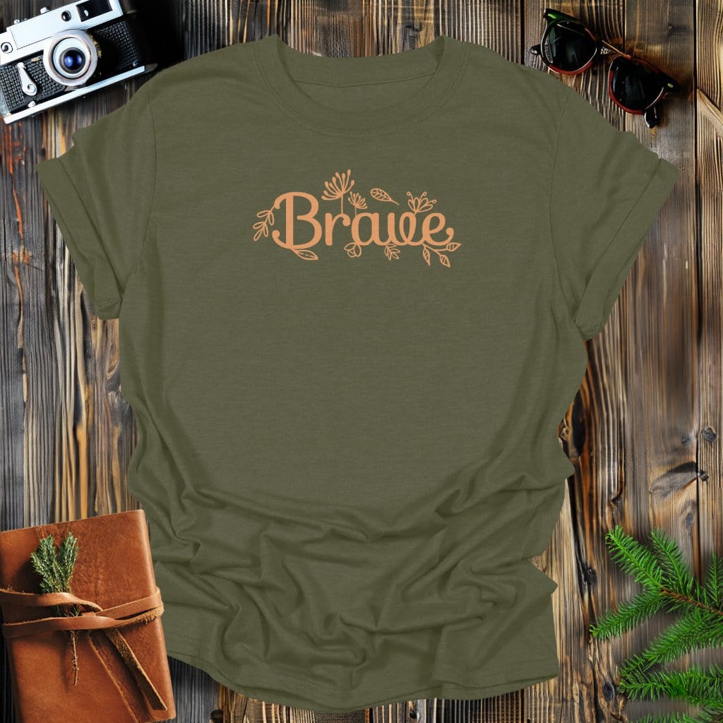 MyDesigns Physical Item S / Military Green Brave Floral T-Shirt