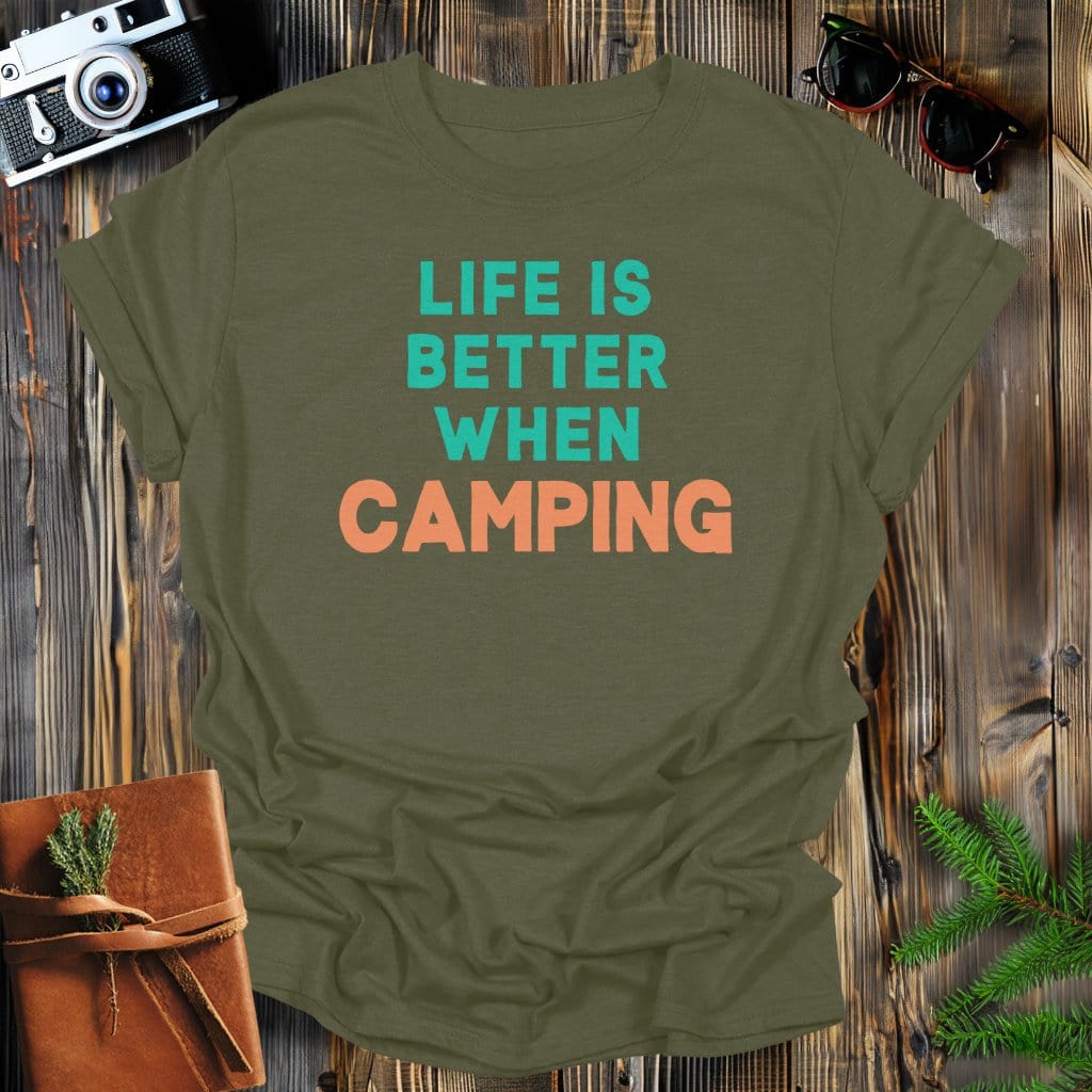 MyDesigns Physical Item S / Military Green Camping Life T-Shirt