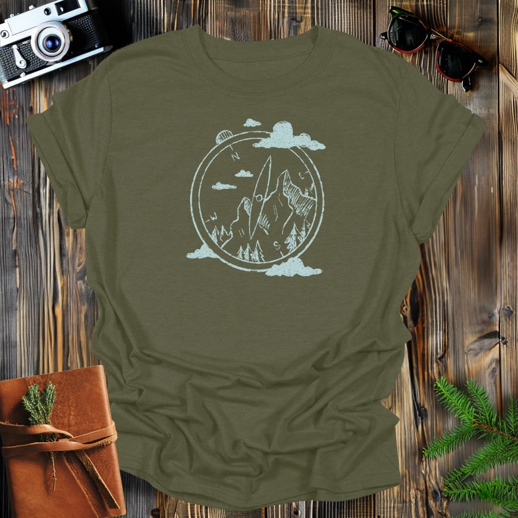 MyDesigns Physical Item S / Military Green Compass In The Clouds Long Sleeve T-Shirt