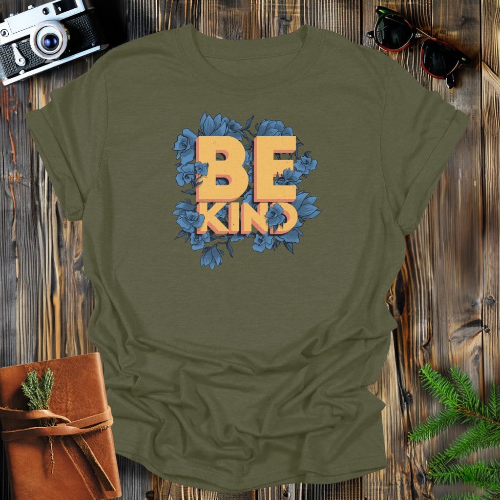 MyDesigns Physical Item S / Military Green Floral Be Kind Long Sleeve T-Shirt