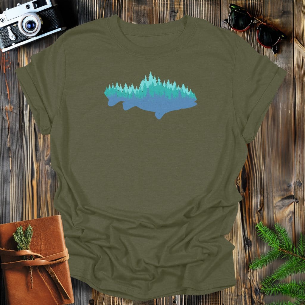 MyDesigns Physical Item S / Military Green Forest Fish Long Sleeve T-Shirt