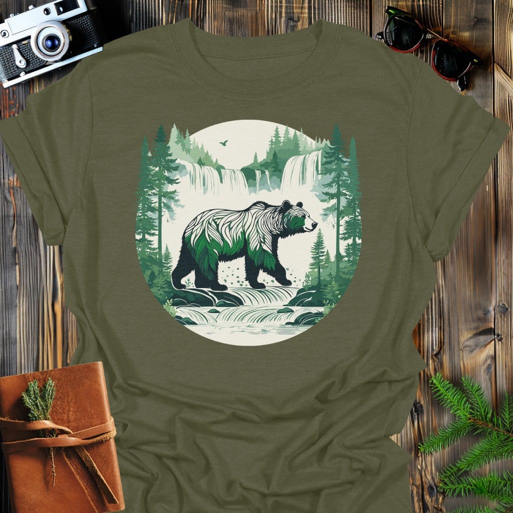 Forest Guardian T-Shirt In Military Green / S Lightweight adventure tee for outdoor lovers Perfect for hiking camping or road trips Made from soft breathable cotton for all-day comfort Ideal for nature lovers and adventurers FAYO Threads outdoor apparel remember Fun Awaits You Outside