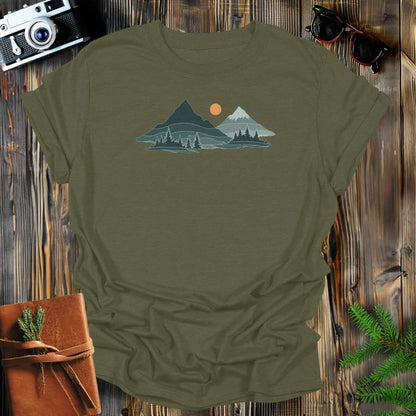 MyDesigns Physical Item S / Military Green Mountain Sunset T-Shirt