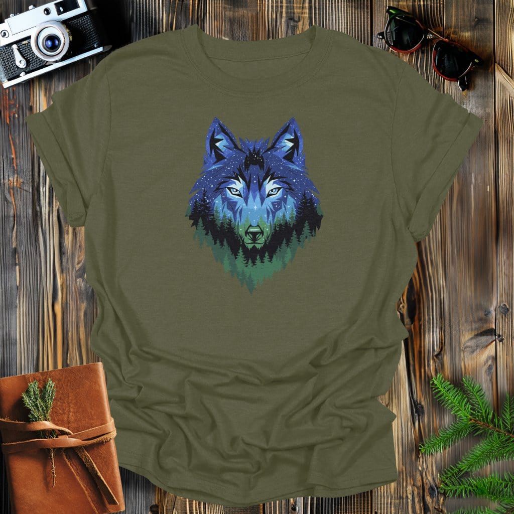 MyDesigns Physical Item S / Military Green Night Wolf T-Shirt