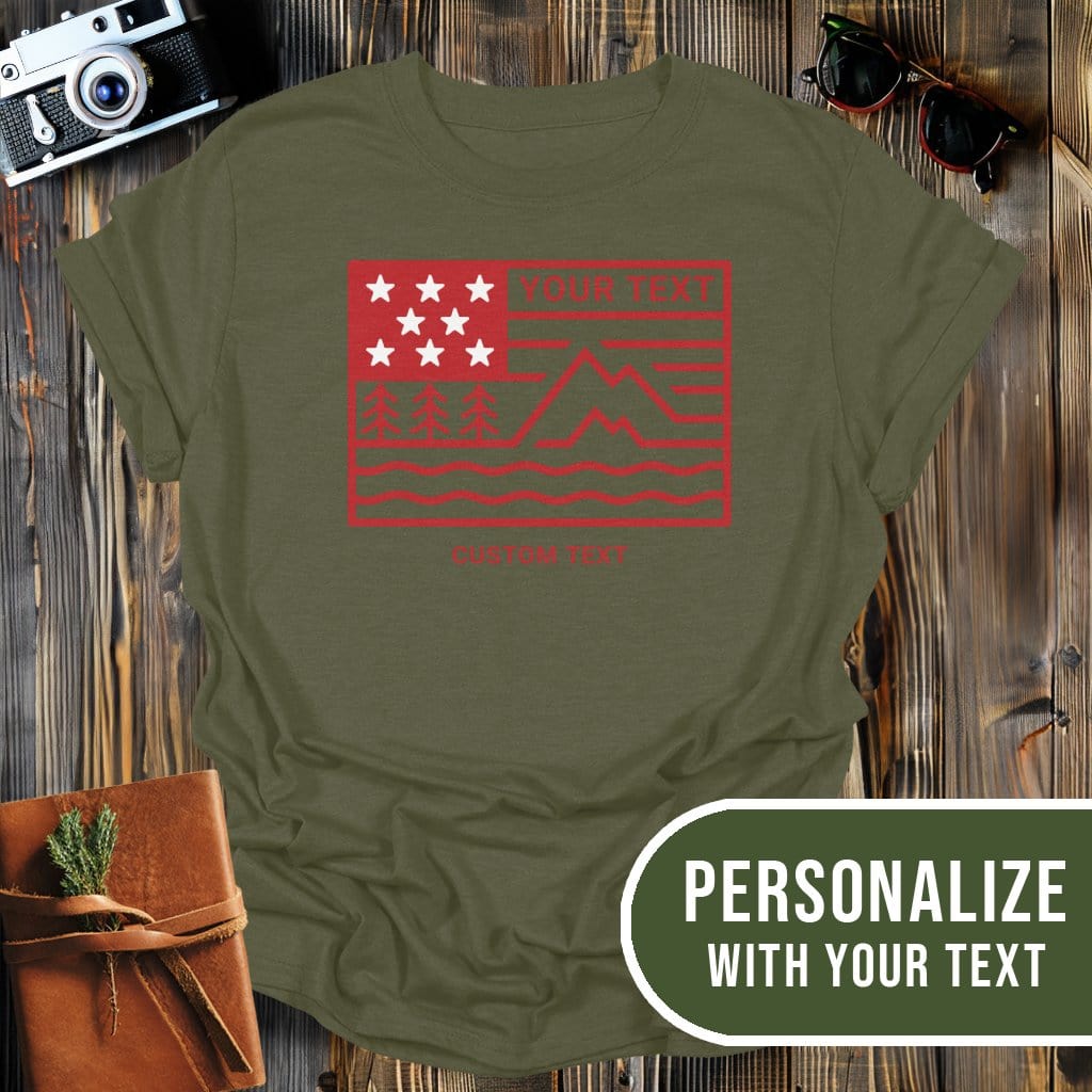 MyDesigns Physical Item S / Military Green Personalized Mountain Flag T-Shirt