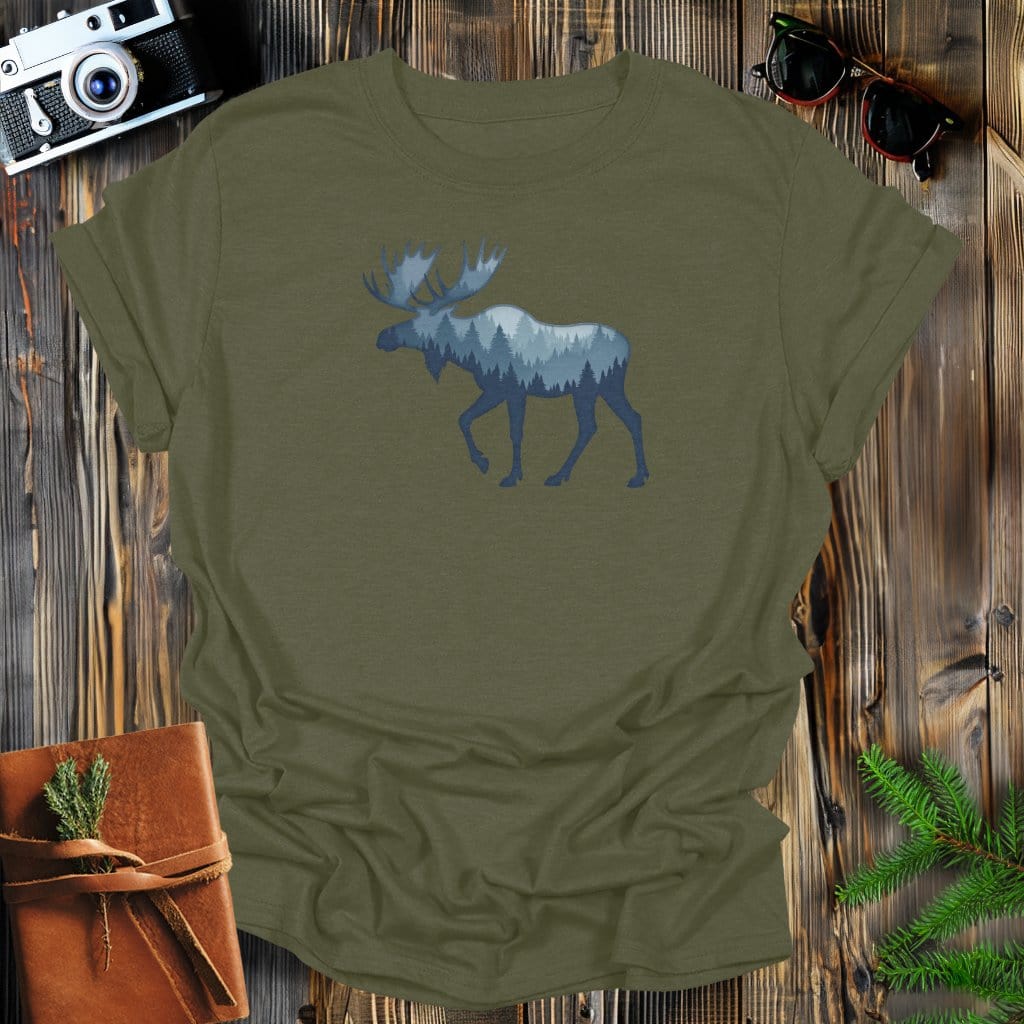 MyDesigns Physical Item S / Military Green Serene Moose T-Shirt