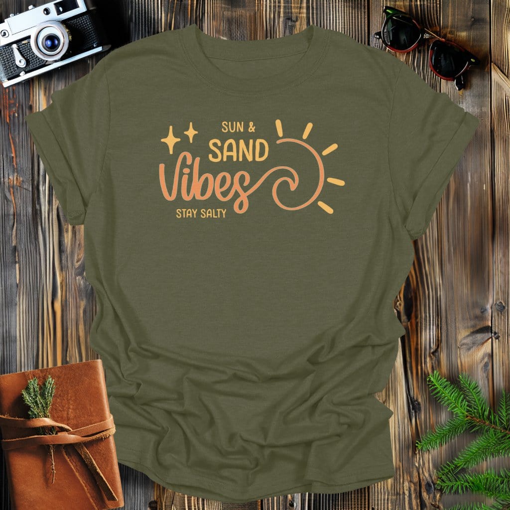 MyDesigns Physical Item S / Military Green Sun & Sand Vibes T-Shirt