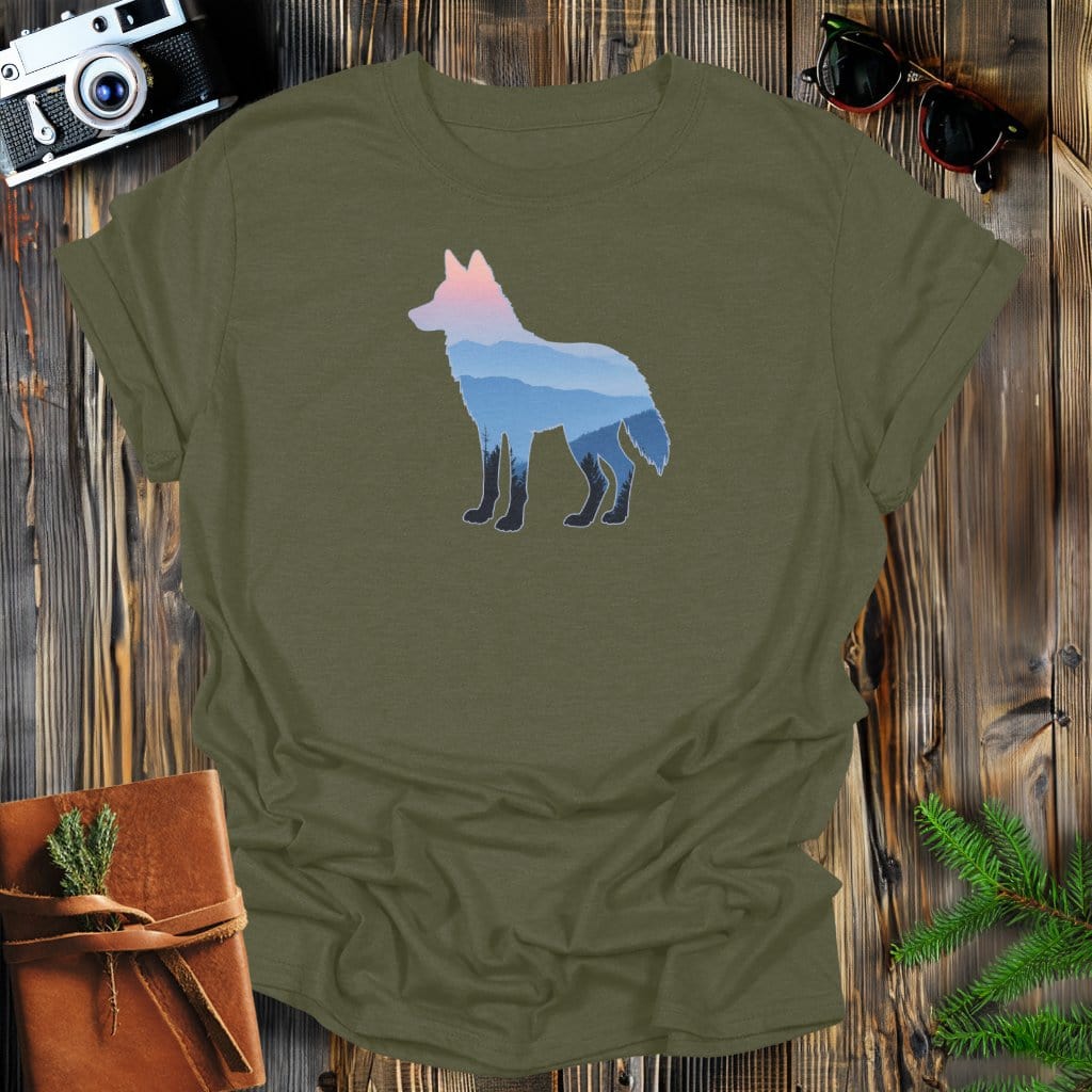 MyDesigns Physical Item S / Military Green Sunrise Wolf T-Shirt