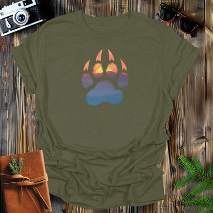 MyDesigns Physical Item S / Military Green Sunset Paw T-Shirt