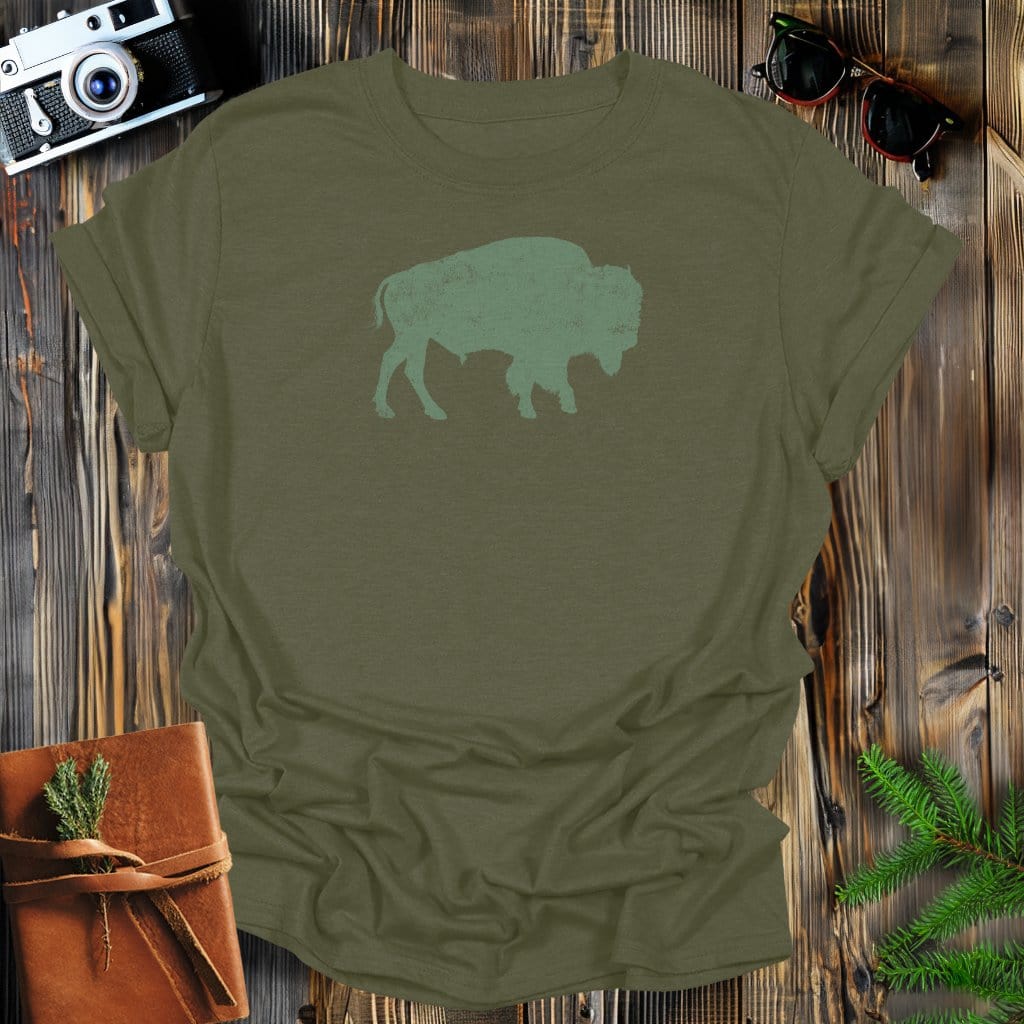 MyDesigns Physical Item S / Military Green Vintage Buffalo T-Shirt