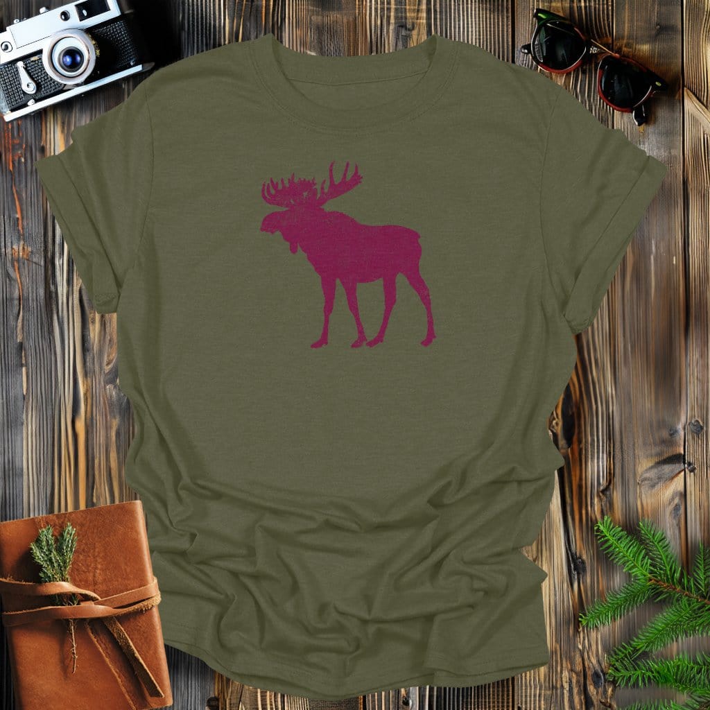 MyDesigns Physical Item S / Military Green Vintage Majestic Moose T-Shirt