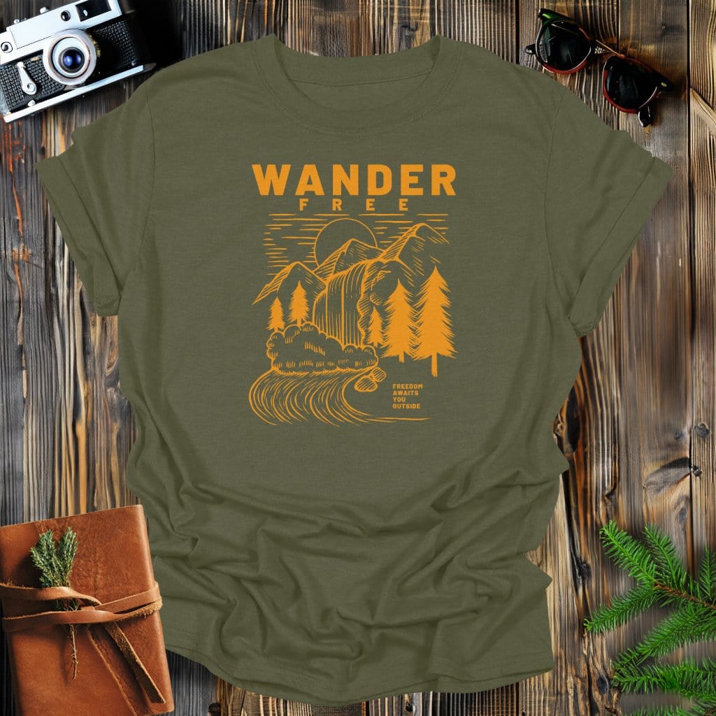 MyDesigns Physical Item S / Military Green Wander Free Waterfall T-Shirt