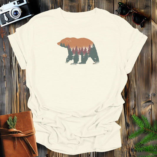 MyDesigns Physical Item S / Natural Bear Trees Sillhouette Long Sleeve T-Shirt