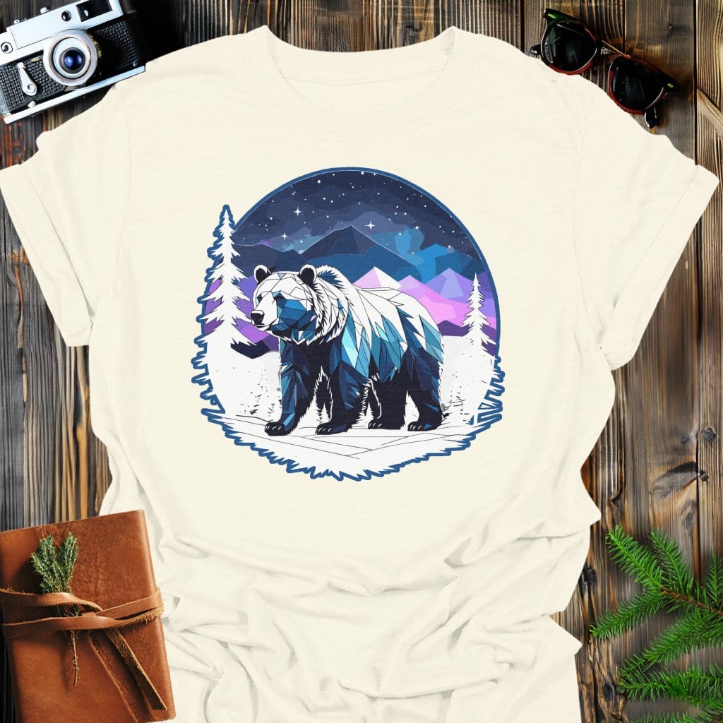 Crystal Bear T-Shirt In Natural / S Lightweight adventure tee for outdoor lovers Perfect for hiking camping or road trips Made from soft breathable cotton for all-day comfort Ideal for nature lovers and adventurers FAYO Threads outdoor apparel remember Fun Awaits You Outside