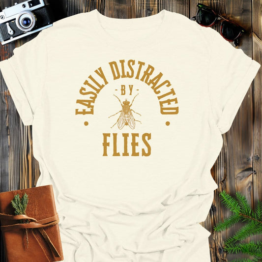 Distracted By Flies T-Shirt In S / Natural Lightweight adventure tee for outdoor lovers Perfect for hiking camping or road trips Made from soft breathable cotton for all-day comfort Ideal for nature lovers and adventurers FAYO Threads outdoor apparel remember Fun Awaits You Outside
