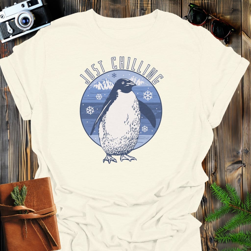 Just Chilling T-Shirt In Natural / S Lightweight adventure tee for outdoor lovers Perfect for hiking camping or road trips Made from soft breathable cotton for all-day comfort Ideal for nature lovers and adventurers FAYO Threads outdoor apparel remember Fun Awaits You Outside