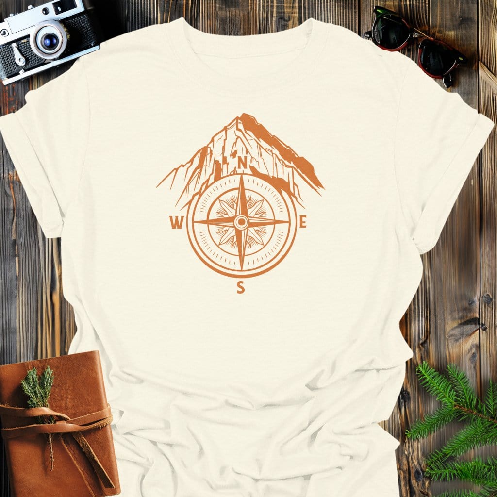 Mountain Compass T-Shirt In Natural / S Lightweight adventure tee for outdoor lovers Perfect for hiking camping or road trips Made from soft breathable cotton for all-day comfort Ideal for nature lovers and adventurers FAYO Threads outdoor apparel remember Fun Awaits You Outside
