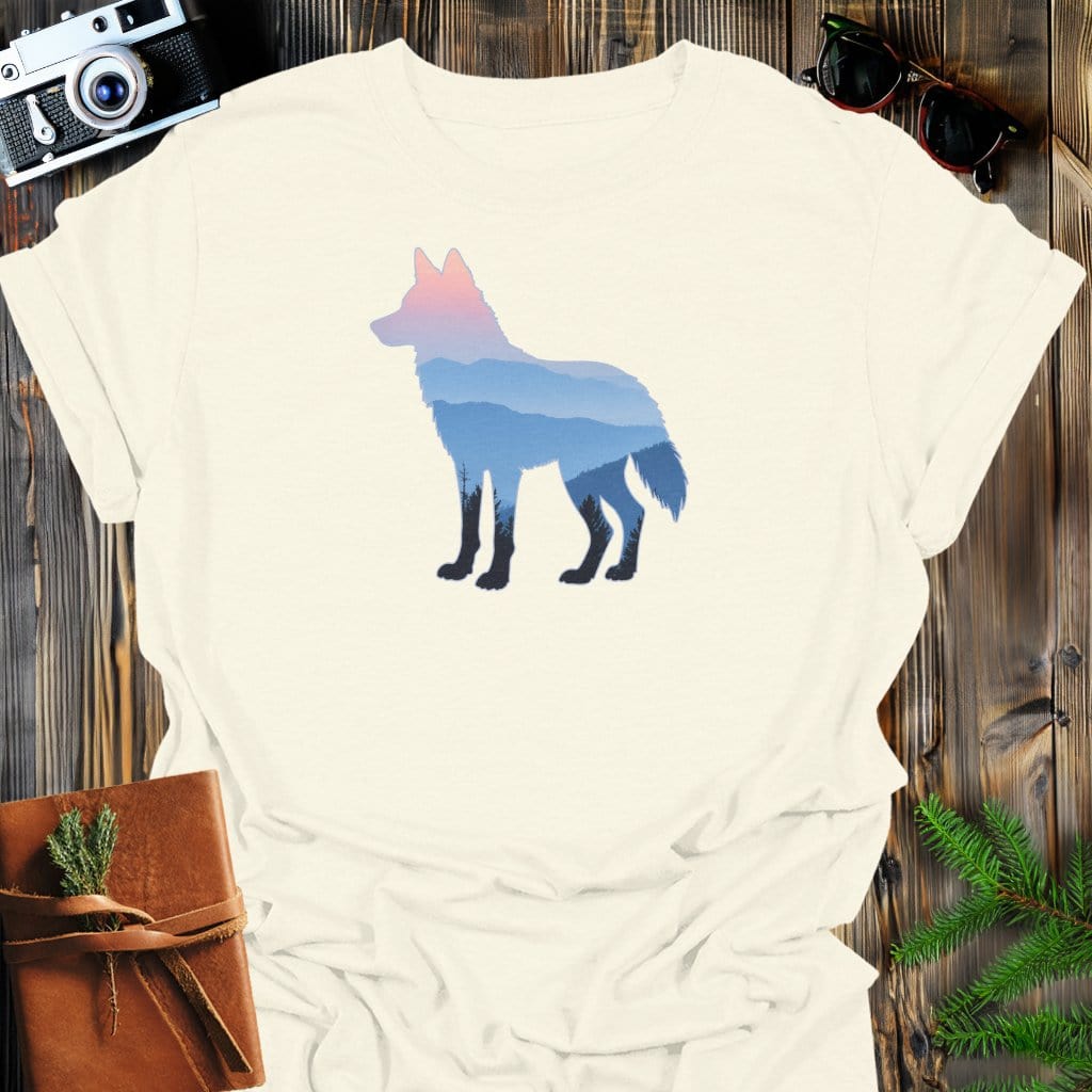 Mountain Wolf T-Shirt In Natural / S Lightweight adventure tee for outdoor lovers Perfect for hiking camping or road trips Made from soft breathable cotton for all-day comfort Ideal for nature lovers and adventurers FAYO Threads outdoor apparel remember Fun Awaits You Outside
