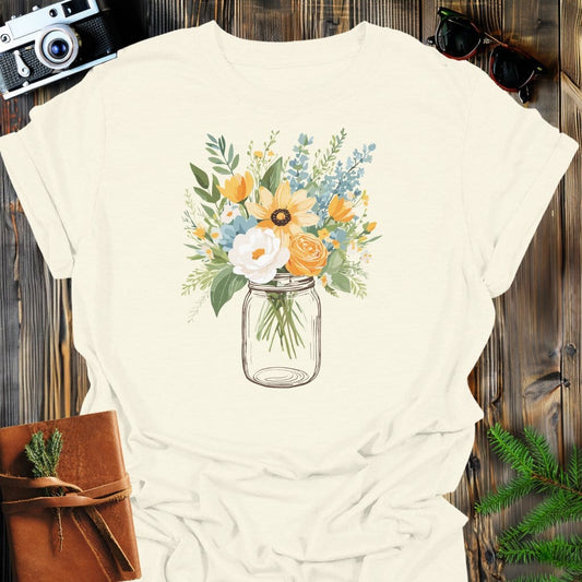 Rustic Bloom T-Shirt In Natural / S Lightweight adventure tee for outdoor lovers Perfect for hiking camping or road trips Made from soft breathable cotton for all-day comfort Ideal for nature lovers and adventurers FAYO Threads outdoor apparel remember Fun Awaits You Outside