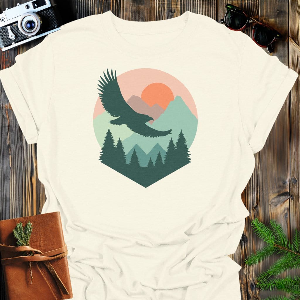 Summit Soar T-Shirt In Natural / S Lightweight adventure tee for outdoor lovers Perfect for hiking camping or road trips Made from soft breathable cotton for all-day comfort Ideal for nature lovers and adventurers FAYO Threads outdoor apparel remember Fun Awaits You Outside