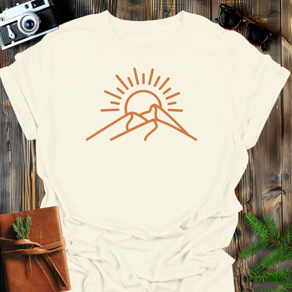 Sunrise Ridge T-Shirt In Natural / S Lightweight adventure tee for outdoor lovers Perfect for hiking camping or road trips Made from soft breathable cotton for all-day comfort Ideal for nature lovers and adventurers FAYO Threads outdoor apparel remember Fun Awaits You Outside